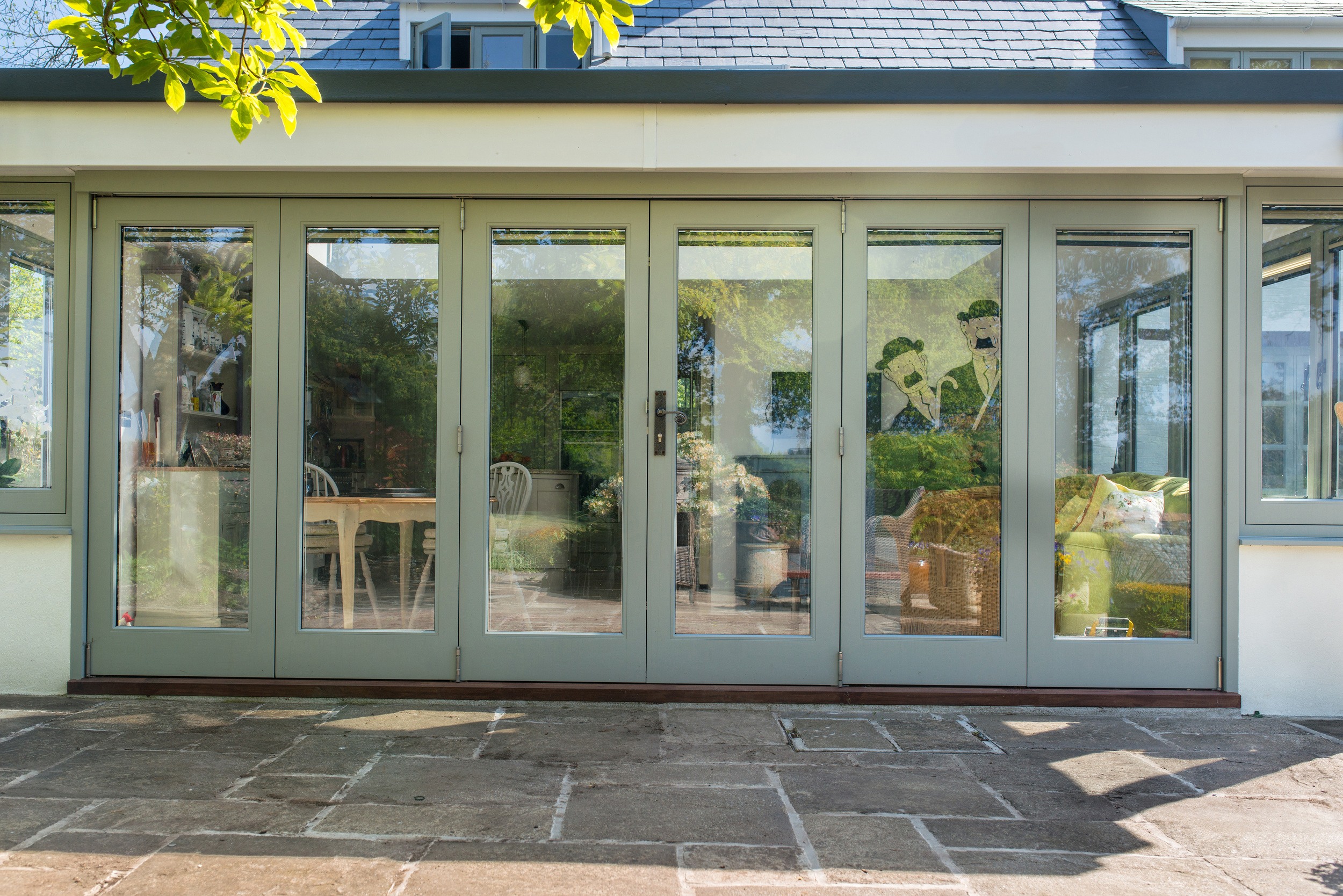 front view of timber bifold doors