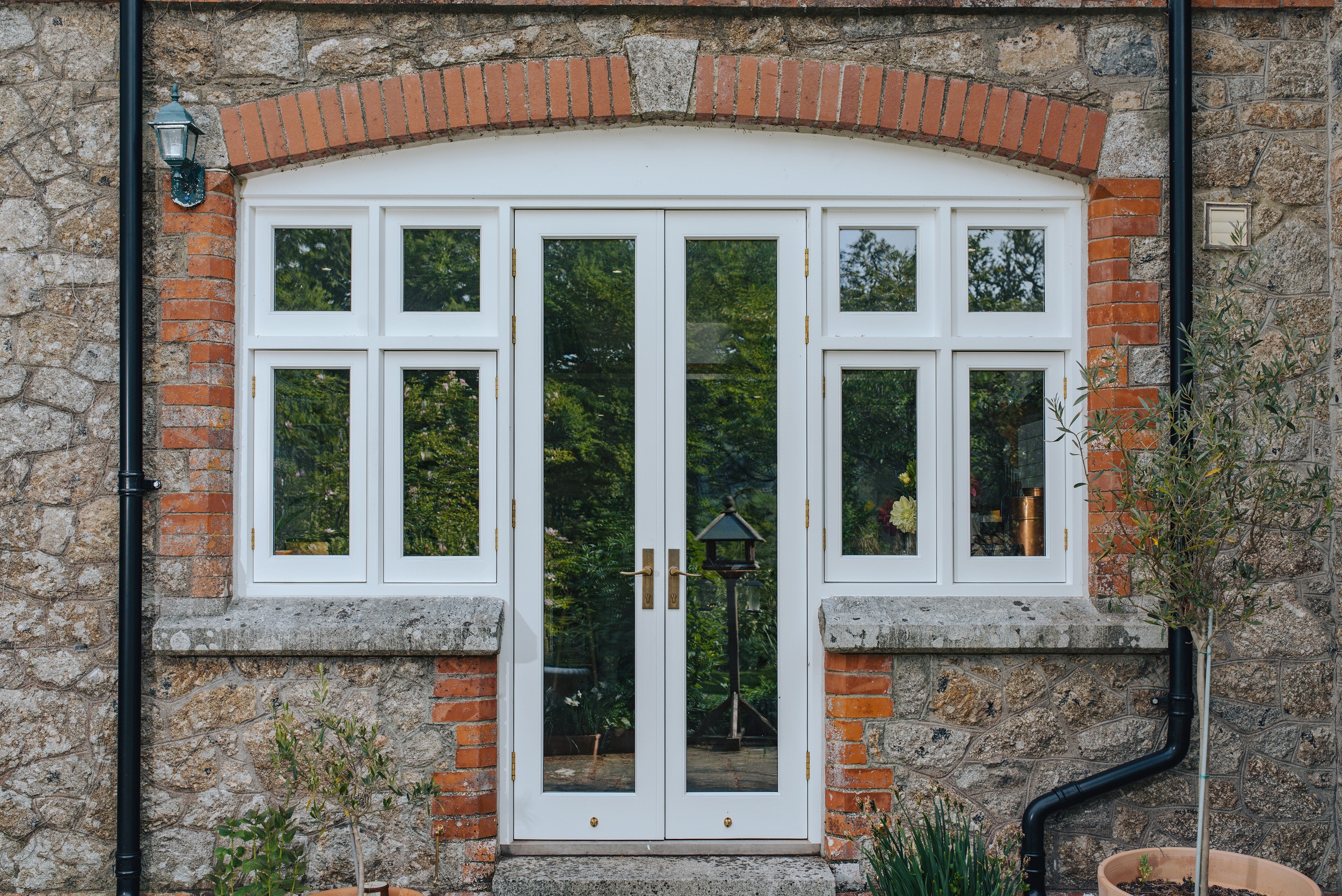 front view of  bespoke timber doors and windows