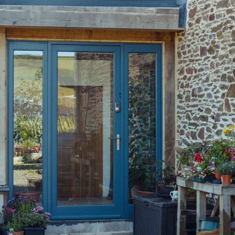 blue traditional timber front door