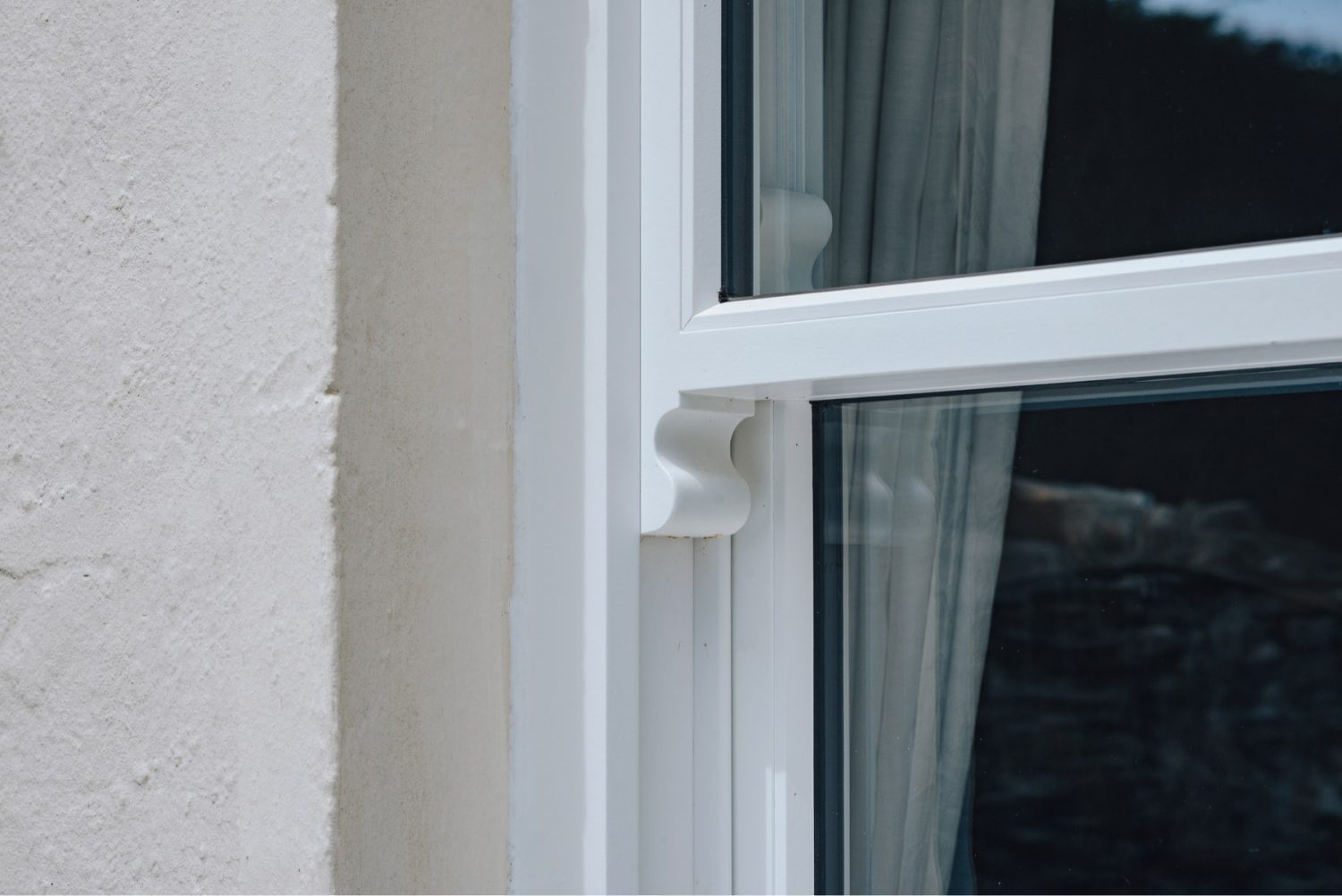 white sliding sash window detailed view