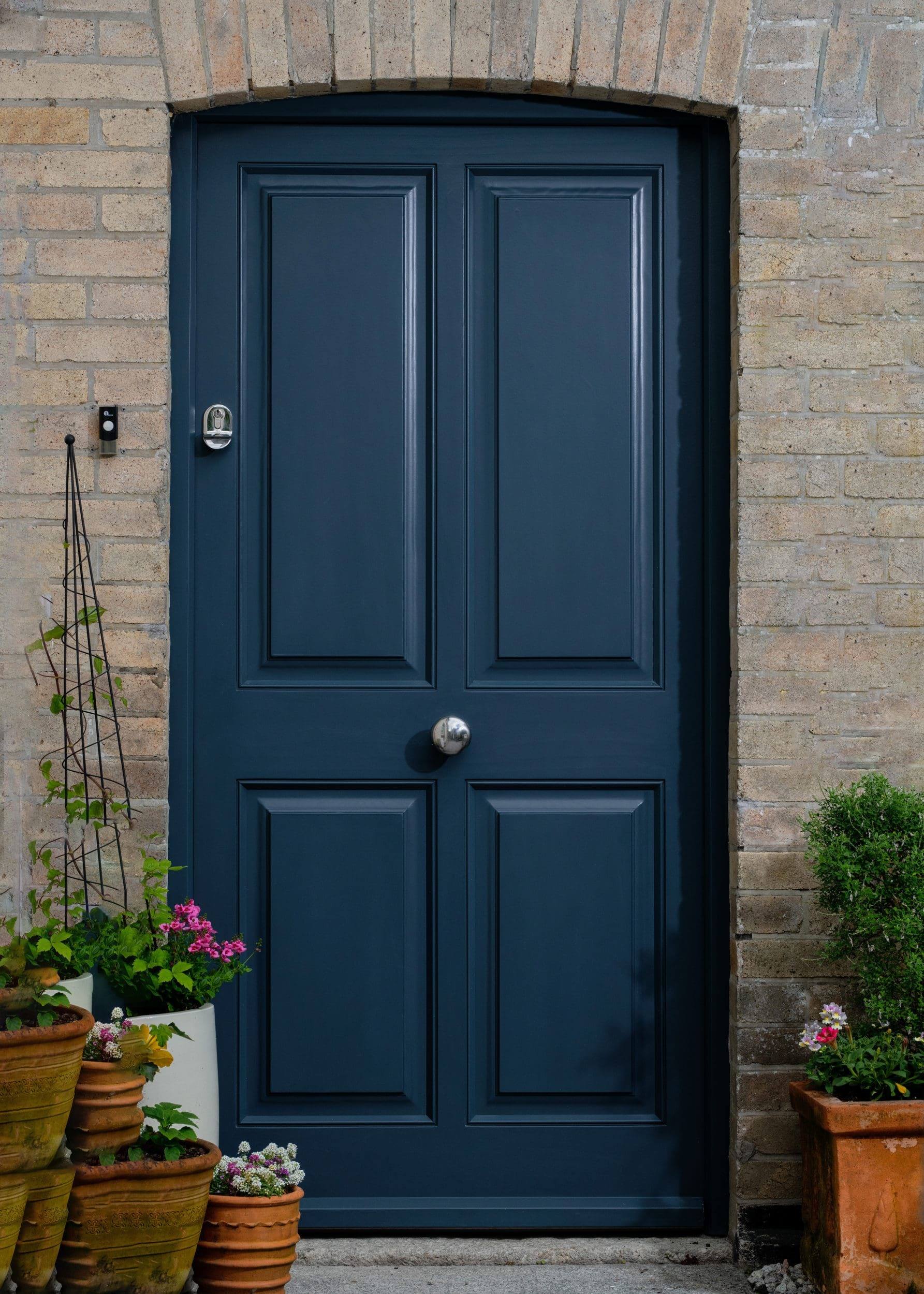 Timber front doors blue