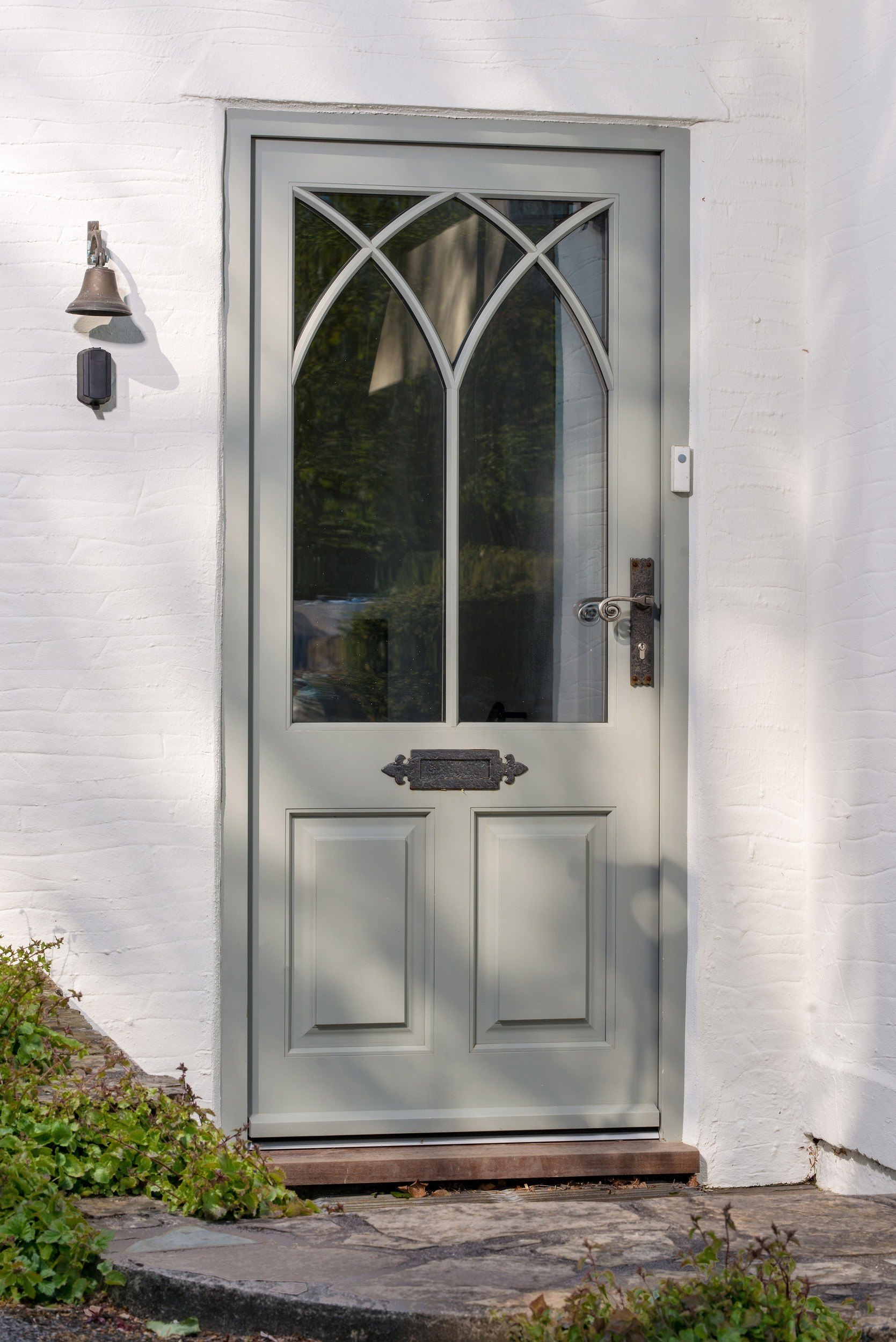 Timber front doors green white