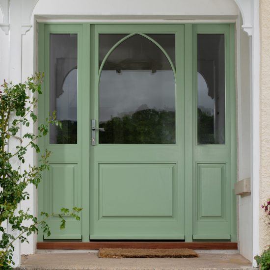 green front door front view